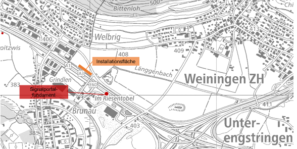 Übersicht Installationen auf dem Gemeindegebiet von Weiningen